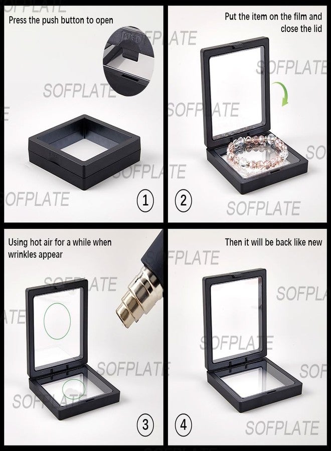 SOFPLATE 10Pcs 2 Sizes Black 3D Floating Frame Clear Floating Jewelry Display Case Holder Stands Suspension Frame Transparent PE Storage Shadow Box for Challenge Badges Collectors AA Medallions - Image 5